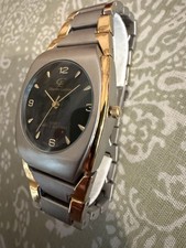 New Charles Lasalle Ebony Face Tear Drop W Gold-silver Band Mens Watch
