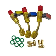 Air Conditioning Refrigerant Ball Valve Adapter, 1/4" SAE, R134a AC HVAC Ball 