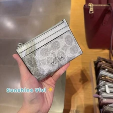 NWT Coach Mini Skinny Id Case In Signature Canvas CCS50 Grey Silver