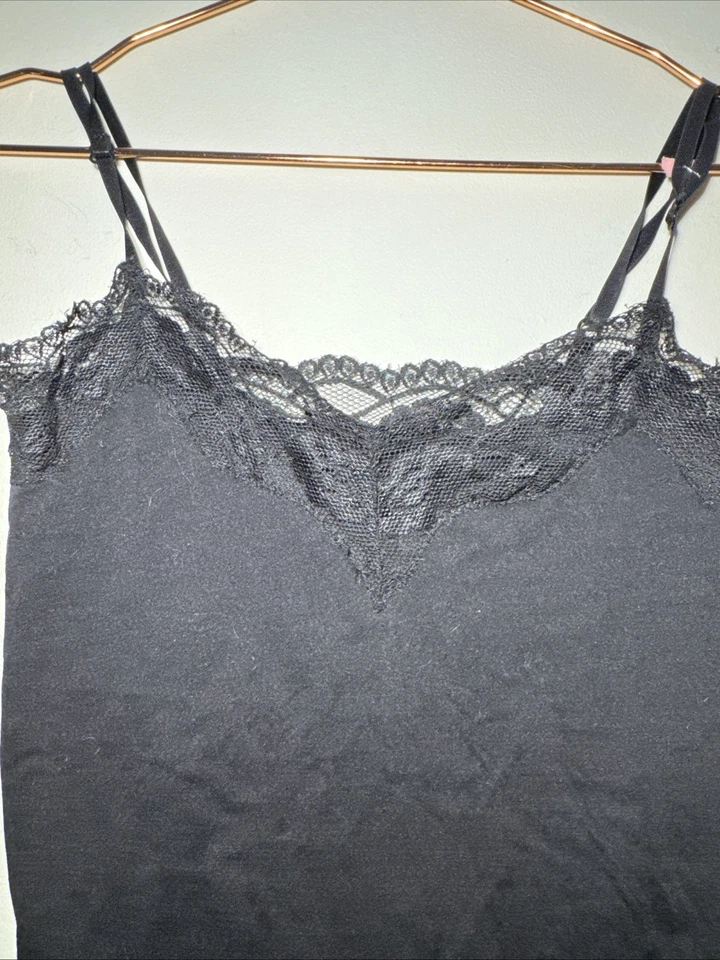 Sujetador incorporado vintage S/M Y2K Top para mujer negro con ribete de encaje coqueta dulce de moda Foto 2 de 4