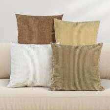 Set of 4 Corduroy Brown Throw Pillow Covers Beige Dark Coffee Tones Earth