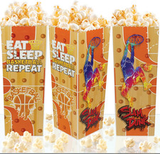 20 Basketball Popcorn Boxes Party Snack Buckets Orange Sports Theme Treat Cups
