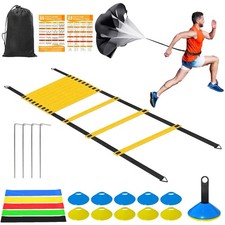 Speed Agility Training Equipment Set - 20ft Agility Ladder, 10 Disc Cones, Re...