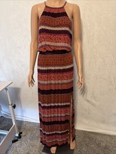 American Eagle Outfitters Halter Dress Maxi Elastic In Waste Boho Size Large