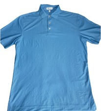 Peter Millar Summer Comfort Performance Polo Men M Blue Geometric Stretch
