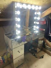 Mirror Dressing Table With Hollywood Mirror & Chair