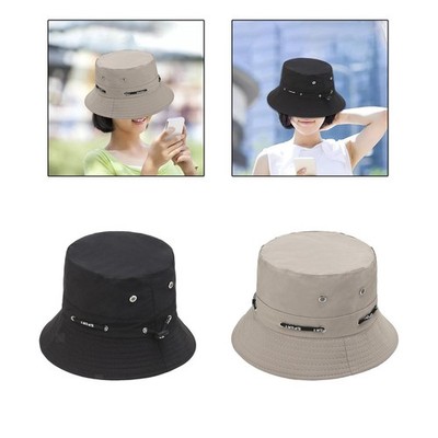 Bucket Hat Atmungsaktiver Sonnenschutz Sommer mit Seil für Camping Angeln im