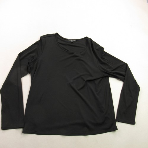 Eileen Fisher, Eileen Fisher Shirt Womens Large Petite Long Sleeve Crew Neck Outdoors Black
