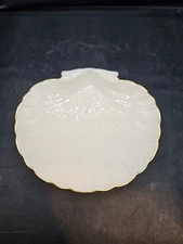 Lenox Scallop Shell Candy Dish Ivory Gold Trim Gold Stamp