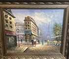 Caroline Burnett Paris Street Scene Original Framed Signed Oil Painting Canvas