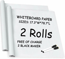 2 Roll White Chalkboard Paper - Whiteboard Vinyl Paper Removable Bulletin Wall S
