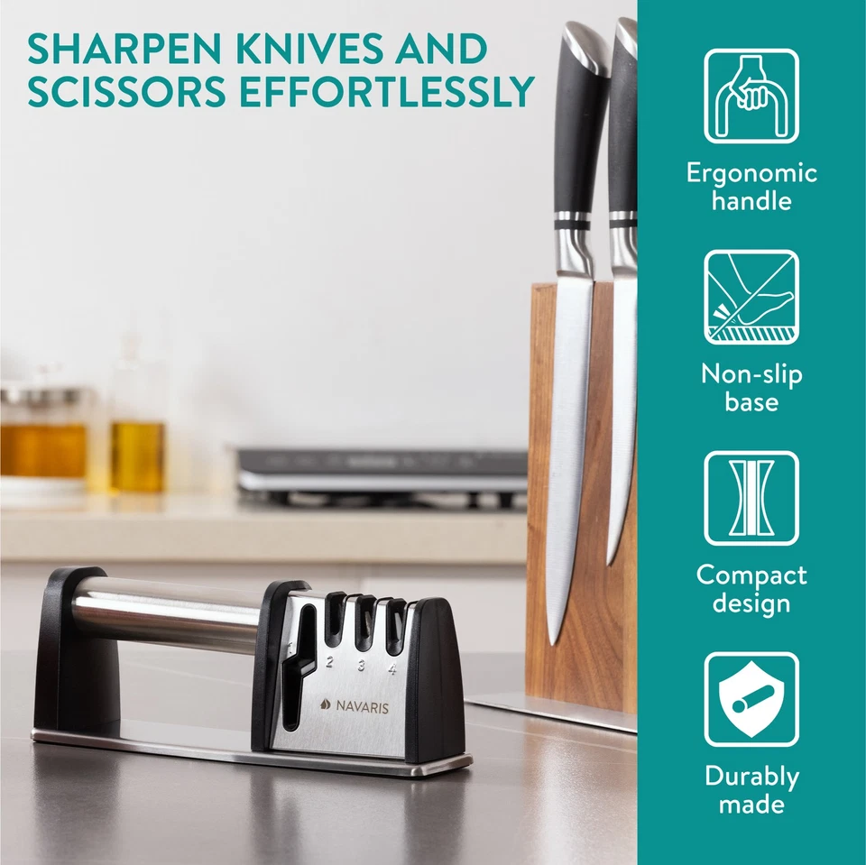 Affilacoltelli Professionale in Acciaio Inox Affilatura Coltelli a 3 Fasi - Bild 2 von 4