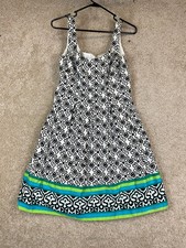 Nine West Dress Womens Size 6 Pleated Scoop Neck Zip Geometric Multicolor