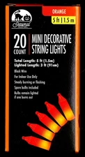 20 Halloween Mini Lights Orange or Purple 5 FT. - GREAT 25% QUANTITY DISC
