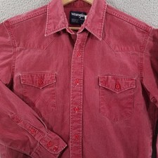 Vtg Wrangler Brushpopper Shirt 15.5 34 Solid Red Western Rodeo Cowboy Workwear