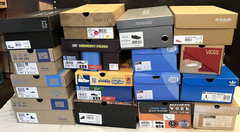 16 EMPTY Replacement Mixed Type Shoe Boxes: Clark's, Hey Dude, Adidas.. NO Shoes - Image 2 of 4