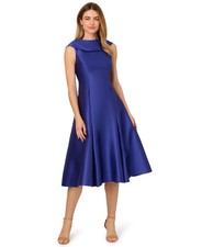 Adrianna Papell Women's Boat Neck Sleeveless Fit & Flare Dress - Neptune Size 4