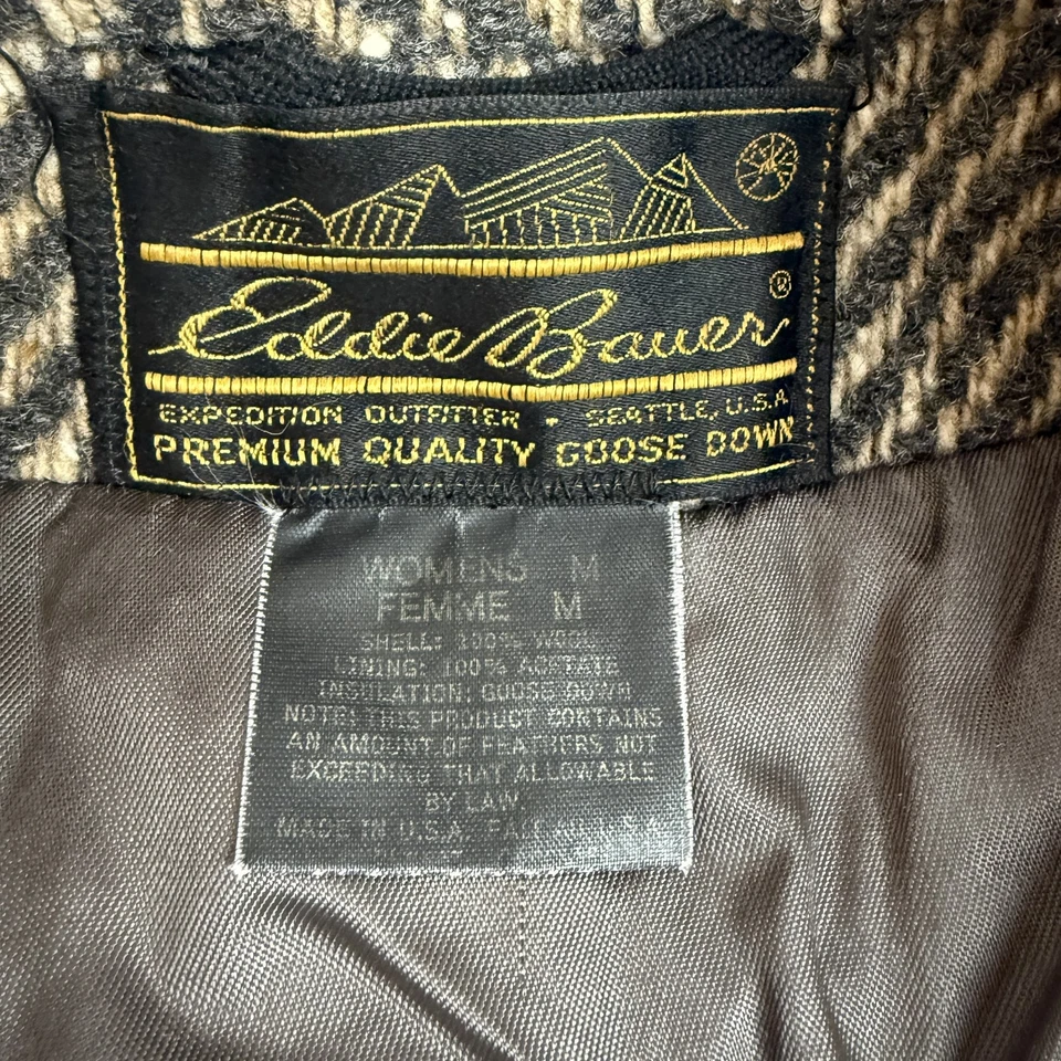 Chaqueta de Colección Eddie Bauer Para Mujer Talla M Gris Espiga Lana Plumón de Ganso Abrigo Abombado Foto 4 de 4