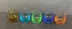 Set of 5 Tumbler Shot Glasses Blue Green Amber Orange Teal, Bubbles In Button — photo 2