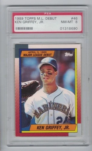 1989 TOPPS M.L. DEBUT #40 KEN GRIFFEY JR GRADED PSA 8 ROOKIE