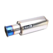 New 2.5 Id 4 Od Rolled Straight Exhaust Muffler Tips 6 Body Resonator Blue