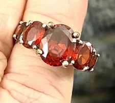 Garnet Sterling FANCY RedGORGEOUS Cocktail Ring - Sz9