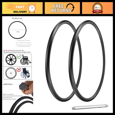 Universal Flat-Free Wheelchair Rear Wheel Replacement Tires 24'' x 1'' with Tools
