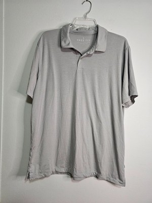 Free Fly Elevate Polo Shirt Men's Sz Large Gray Short Sleeve Performance