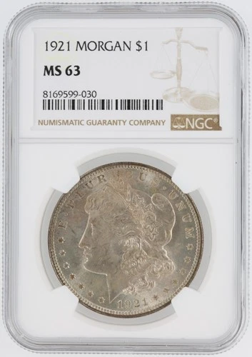 1921  Morgan Dollar NGC MS63 Philadelphia Minted Silver Dollar No Reserve
