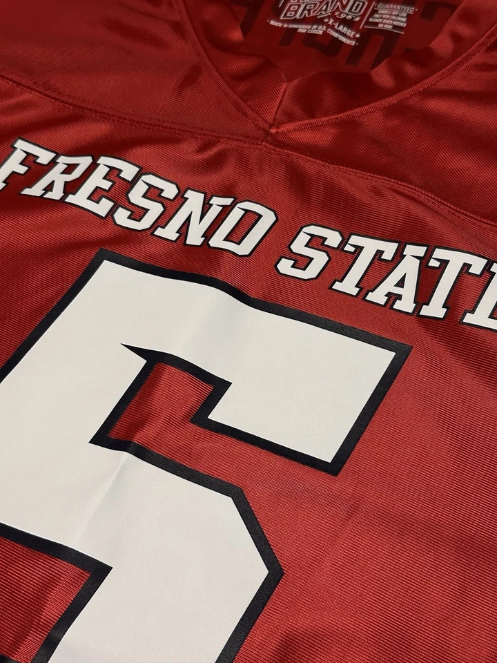 复古品牌球衣男式 XL 码全新带标签弗雷斯诺州斗牛犬 #5 Jalen Cropper  — 第 3/4 张图片