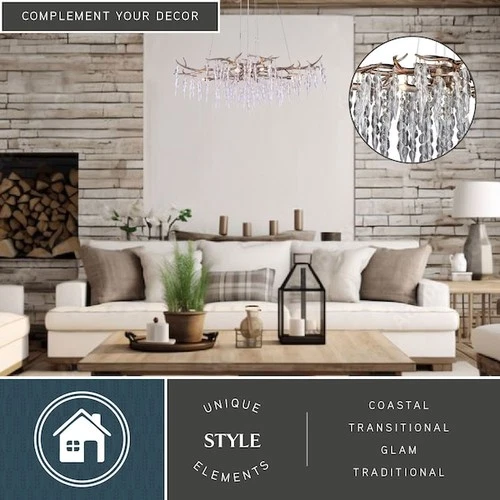 VAXCEL H0231 Rainier 6 Light Linear Chandelier - Picture 3 of 8