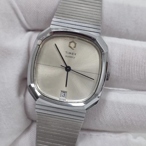 Men's Timex M Cell Vintage Wrist Watch Date Sunburst Dial Retro Parts/Repair