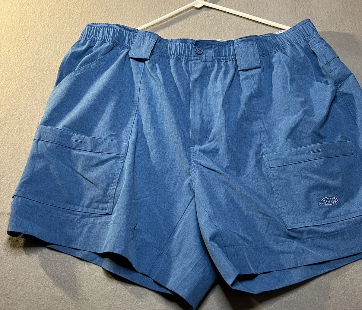 AFTCO Shorts Mens 42 Blue Nylon Fishing Cargo Hiking Elastic Stretch Camp