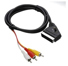 Scart Plug In / Out to Red White Yellow RCA 3 x Phono Plugs Video Cable Lead  2m