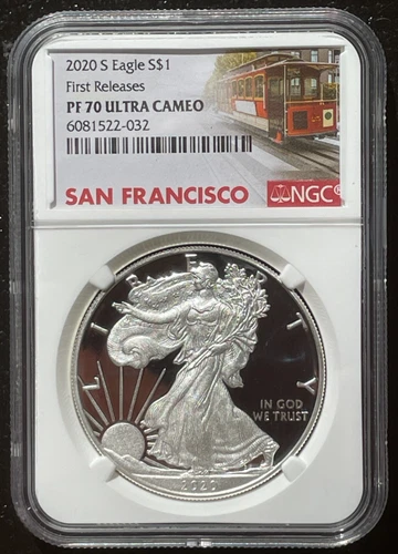 2020-S $1 SILVER AMERICAN EAGLE NGC PF70 First Releases Trolley Car : 06732