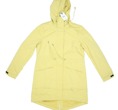 Noize Sibi Medium Raincoat Flax Yellow Full Zip Hooded Rain Jacket Womens S
