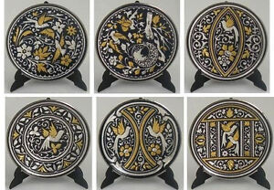 Damascene-Gold-Silver-Dove-Design-Round-Decorative-Mini-Plate-Midas-Toledo-Spain