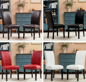 Details About Leather Padded Dining Room Chairs Set Of 2 Parson Chair Black Brown White Red Details About Leather Padded Dining Room Chairs Set Of 2 Parson Chair Black Brown White Red