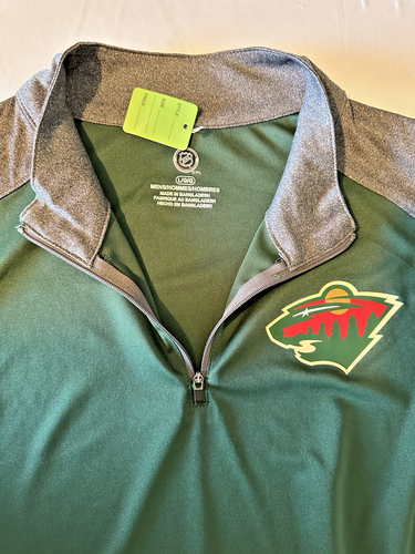 NHL Minnesota Wild Large 1/4 Zip Long sleeve Men's Shirt NWT Green - Picture 5 of 9