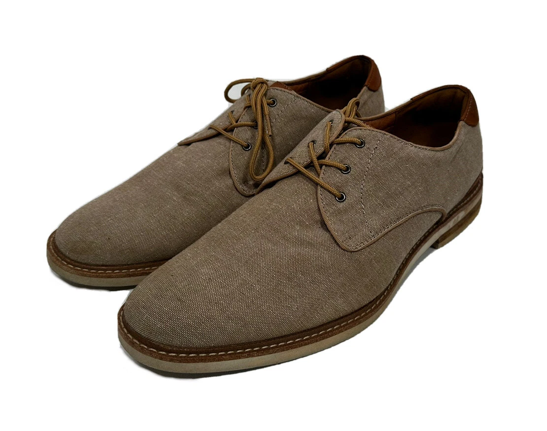 Florsheim Mens 12M Beige Linen Oxford Dress Shoes Leather Trim Casual Florsheim Beige Dress Shoes for Men for sale | eBay main image 4