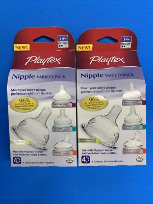 Playtex Nipple Variety Kit Medium Flow 3M+ 4ct Per Pack X Packs