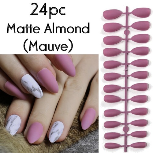 24pc Matte Almond Full Cover Nail Stiletto Manicure False Fake Nails pointy oval - Bild 22 von 27