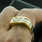 3Ct Round Cut Simulated Diamond Men's Ring 925 Silver Two Tone Gold Plated