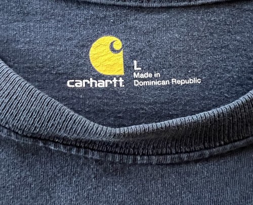 Carhartt Men’s Heavy Weight T-shirt Regular Fit Long Sleeve Blue WhiteLogo Large - Picture 7 of 8