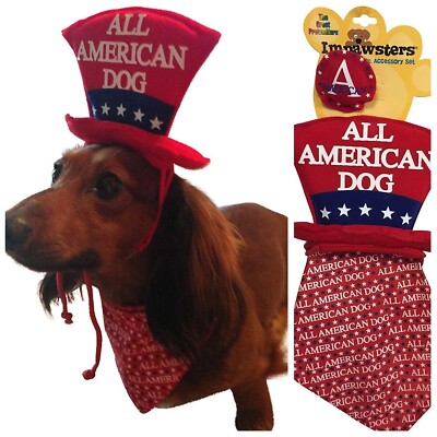 Impawsters 4th of July Dog Hat Scarf Costume All American Patriotic USA One  size
