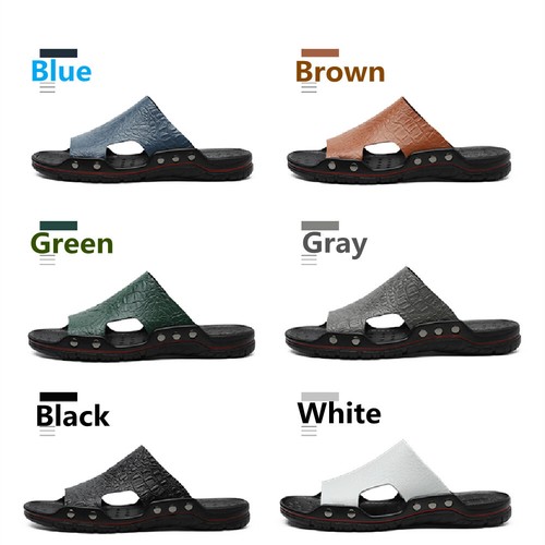 Neu Herren Sommer PU Leder Freizeit Sandalen Strand Schuhe Anti-Rutsch Flache Hausschuhe - Bild 11 von 45