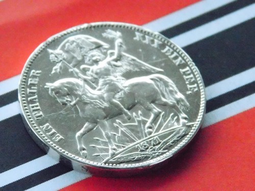 THALER 1871 B SAXONY ALBERTINE Johann Victory over France Silver GERMAN Coin RAR - Picture 3 of 9
