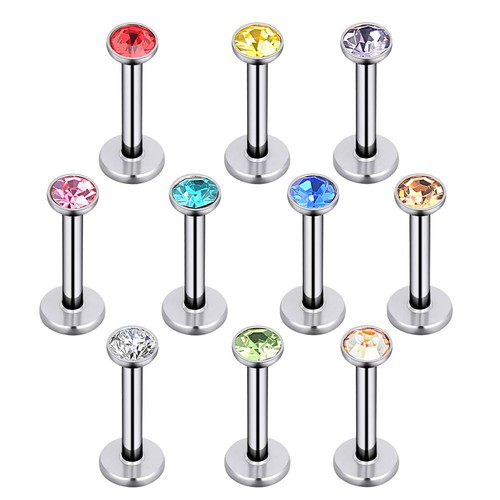 Verschiedene 16g Labret Lippenringe Ohrstecker klar Halter Knorpel Tragus Ohrstecker - Bild 16 von 22
