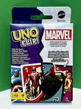 Brand New UNO Flip 112 Card Game Marvel Super Heroes or Villians Sealed Box