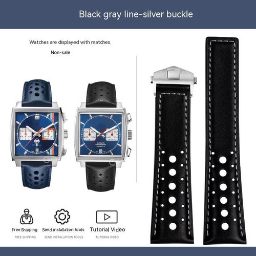 For Tag Heuer Monaco CBL2115 CAW211X CBL2181 Leather Watchband FoldingBuckle22mm - Picture 18 of 27
